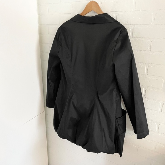 Joseph Ribkoff Y2K Trench coat Bubble hem Mobwife Oversized pockets Black Sz 12 - Picture 11 of 14